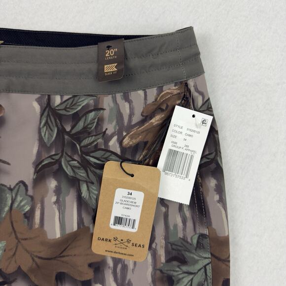 Dark Seas Gladeview 20” Camo Boardshorts Size 34 Surf Swim Trunks NWT - Picture 10 of 14